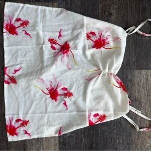 Floral Print White and Red Halter Top